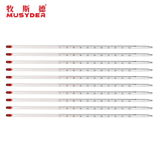 Mushide red water stick meter 0-100 degree alcohol kerosene water bath thermometer glass pig farm special, shipped after disinfection 1 stick