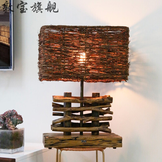 Lámpara de mesa de decoración B & B Lámpara del sudeste asiático Arte de madera Simple Diseño de té Zen Luces de posada INSFRANUDA CONSTRUCCIÓN 6197+4W CALIENTE AMARILLO LED BOTAD