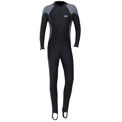 Zhe Wei one-piece swimsuit for teenagers plus size men's wetsuit jellyfish suit long-sleeved trousers sun protection swimsuit surfing and snorkeling black and gray long-sleeved one size fits all l Recommended weight 120-140 Jin Jin equals 0.5 kg