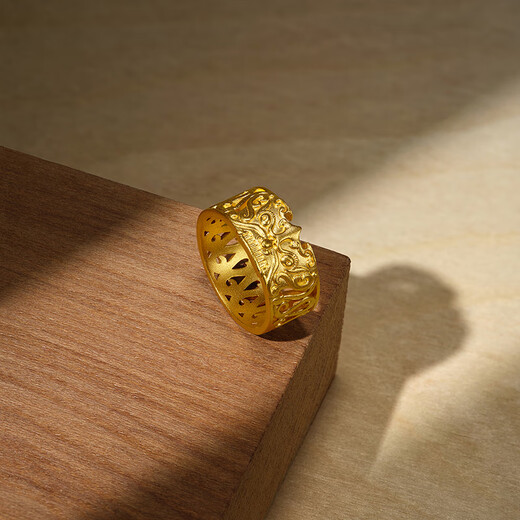 Chow Tai Fook Heritage Gift Furui Continuous Heritage Taotie Pattern Gold Ring Men's F213140 Labor Cost 1020 Price Ancient Method No. 19 Pure Gold About 11.78g