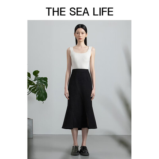 THE SEA LIFE欧海一生鱼尾小黑裙女秋包臀半身裙12350 黑法师 L
