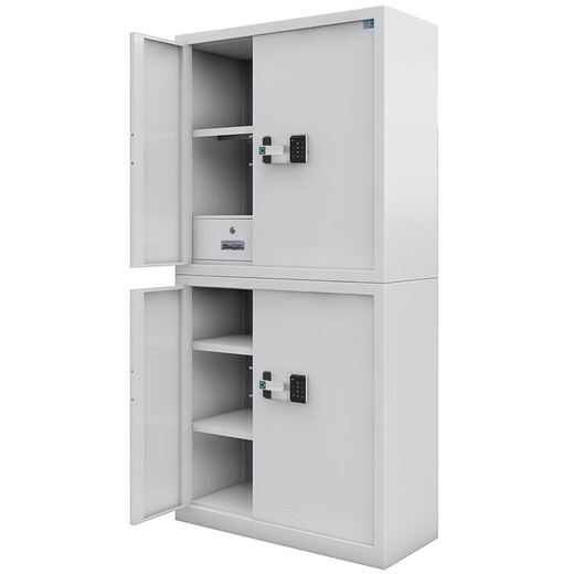 Tiger fingerprint password lock security cabinet thickened steel plate large split double section steel office file cabinet no key required