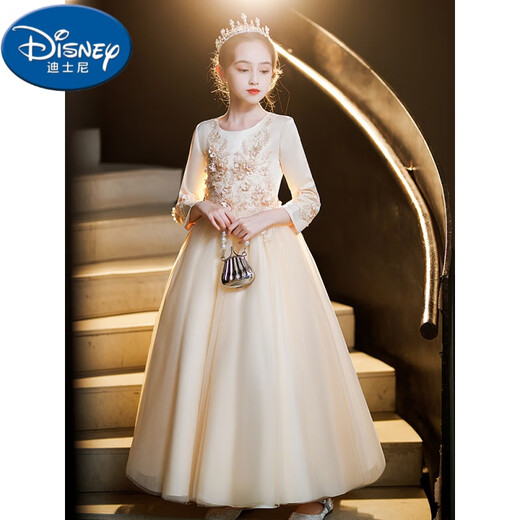 
Disney girls dress princess dress birthday children host performance dress flower girl wedding girl piano playing evening dress 683 blue plus velvet long sleeves Subscribe [Fur collar] 110cm 22-32
