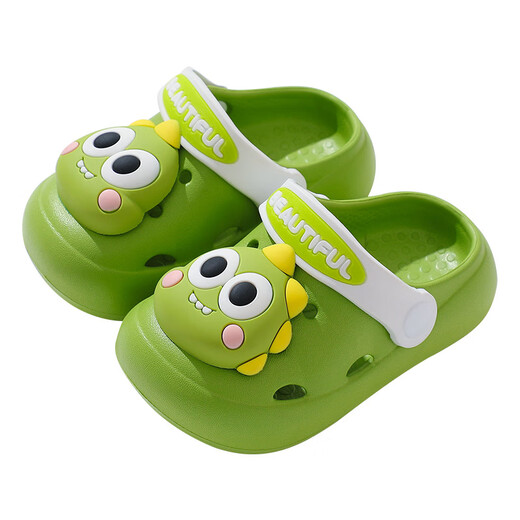 Children's Croc Shoes Boys Baby Baotou Slippers Small and Medium-sized Dinosaur 1-3 Years Old Anti-Slip Outer Sandals Girls Green 23-24 Sizes = Inner Length 140MM-1.5 Years or so