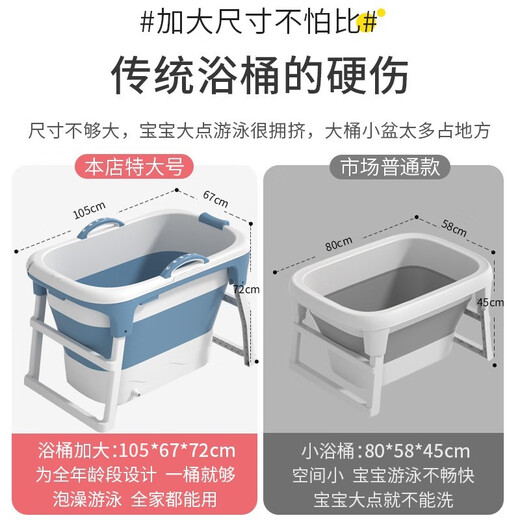 Nocolliny Baby Badewanne faltbar Schwimmeimer Baby Badewanne Kinder Badewanne Haus können sitzen und sich badewannen lassen [SF Express-Lieferung] Single Eimer Blau
