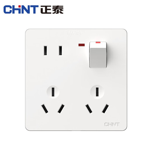 Chint (CHNT) switch socket panel 86 concealed hidden embedded socket kitchen one-open eight-hole TV refrigerator built-in socket NEG6-C11105 one-open eight holes 10A elegant white