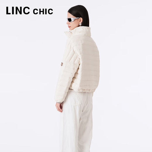 Jin Yujie Spring and Autumn Lightweight Down Jacket Women's Short Loose Stand Collar Light Warm Simple Jacket Y23301016 High Street Gray White XS Suitable for 120Jin Jin equal to 0.5kg or less