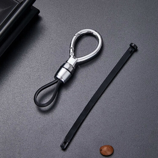Qique Automobile Key Chain Pendant Metal Simple Key Chain Waist Hanging Ring Hanging Business Anti-Lock Key Chain Portable [Round] Black