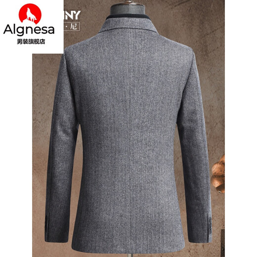 AIGNESA autumn and winter high-end wool suit men's herringbone wool casual suit tweed slim single suit woolen top jacket herringbone gray 190/104XXXL