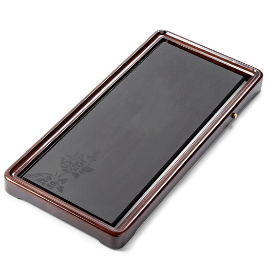 Gold inlaid jade rosewood tea tray saucer ebony stone household solid wood tea table drainage tea set Panhuali Fugui