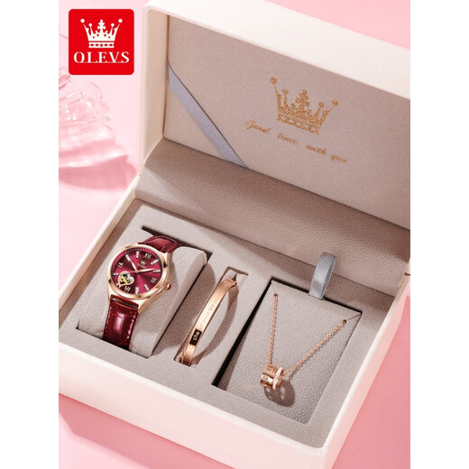 Olius 2025 Neue Schweizer Top Ten Brand -Uhren für vollautomatische mechanische Uhren von Frauen, die Top Ten Ten Uhren, Gürtel, wasserdicht 6636 Elegant Blau [Lederband]