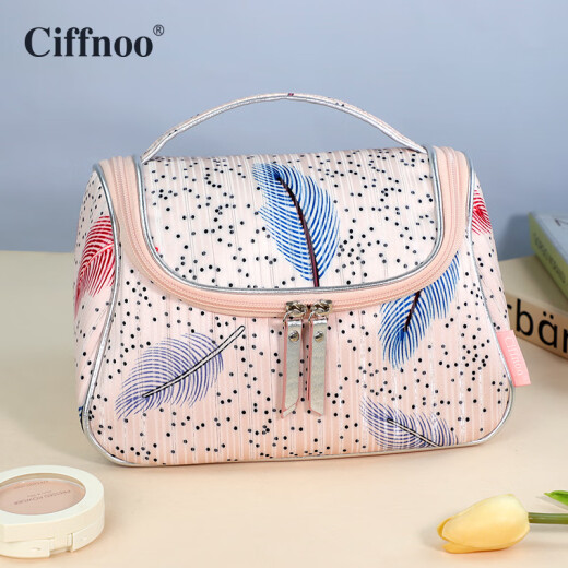 Ciffnoo's new imitation chiffon Internet celebrity simple portable cosmetic bag travel portable ins style storage bag large capacity multi-functional CQFD0944 pink