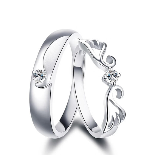 RHM Angel Wings Platinum Couple Ring Moissanite Diamond PT950 Platinum Ring Valentine's Day Gift for Girlfriend Platinum Angel Wings Couple Ring Pair + Certificate