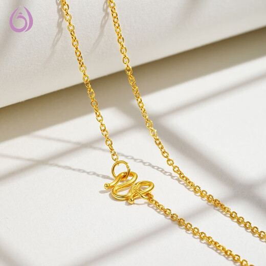 Feixiangge bag 18k gold color necklace women's clavicle chain color gold pigment chain O-shaped chain versatile gift for girlfriend's birthday 18K gold O-shaped chain M buckle