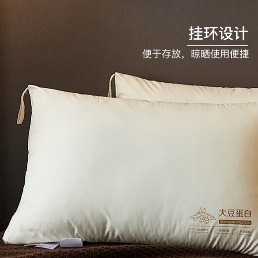 Fallos down pillow, white duck down goose feather pillow, long cotton, antibacterial fabric, high-end hotel home adult single double pillow, cotton super soft soy pillow 2 packs