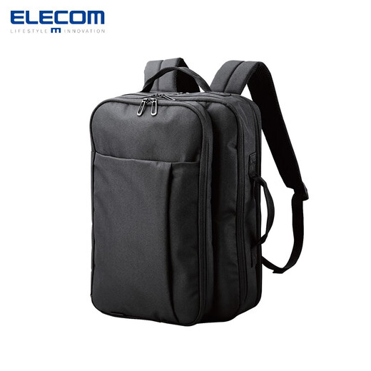 宜丽客（ELECOM）双肩包男女背包书包防泼水多功能通勤大容量笔记本电脑包16英寸 黑色