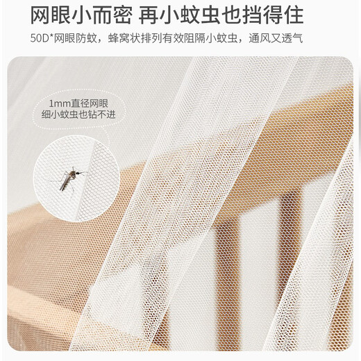 Zhenxiqi crib anti-mosquito net full-cover palace all-inclusive floor belt bracket princess room newborn baby encrypted shading white style blue flower