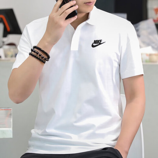 Nike (Nike) Kurzärärmelte Herren Sommer New Sportswear Leicht atmungsaktives, ungezwungenes Kurzärärmel-Sport-T-Shirt Lapel Polo Shirt FN3895-100/Baumwollhaut-freundlich/weiß L.