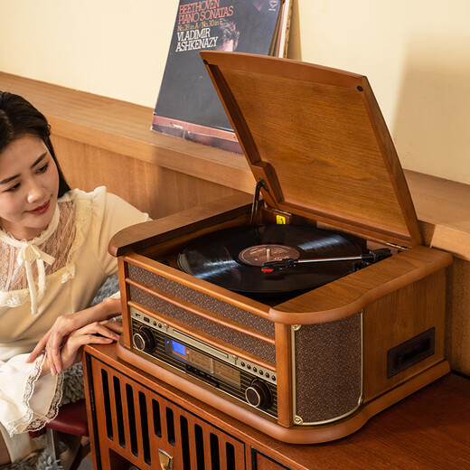 Famous actor 1411 vinyl record player retro record player Bluetooth gramophone LP Bluetooth audio vintage record player CD player Bluetooth version desktop