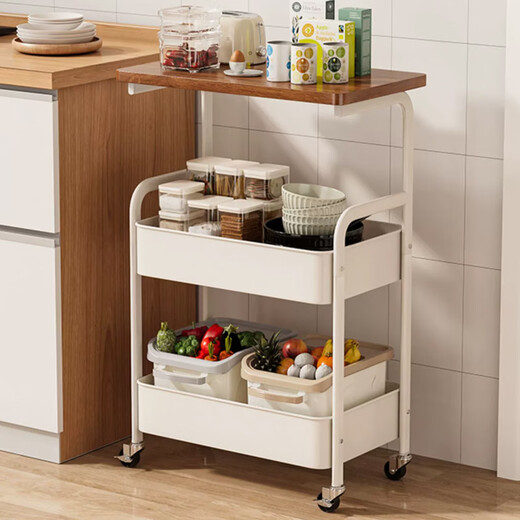 Zhuobo rack floor-standing trolley snack rack living room storage rack kitchen storage rack shelf SJ13 white