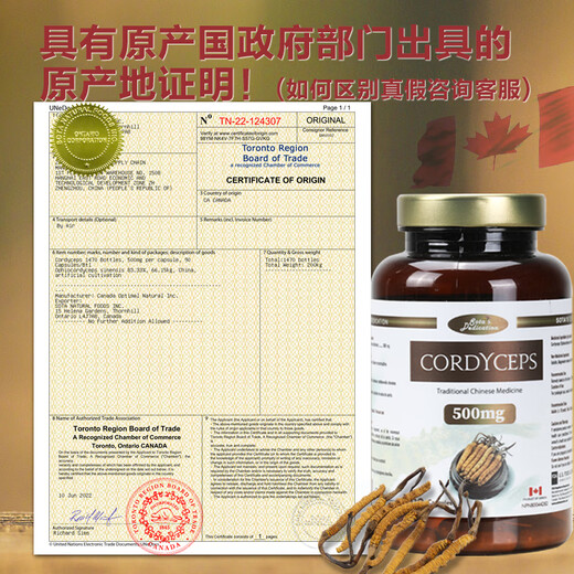 SOTA'S DEDICATION冬虫夏草胶囊90粒加拿大进口术后恢复增强免疫力滋补肺肾营养品