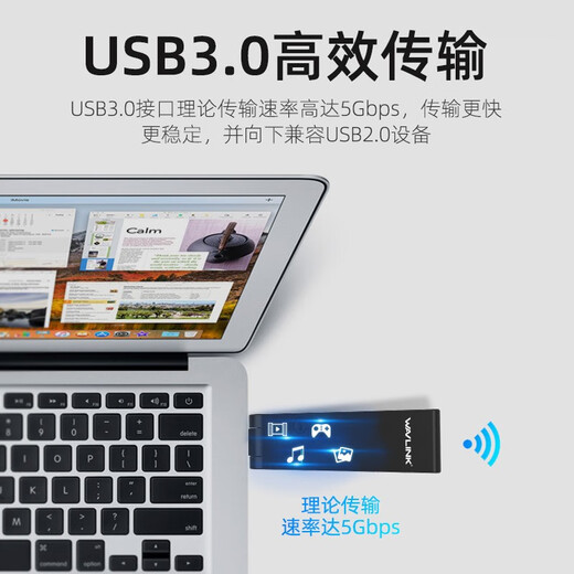睿因（Wavlink）WN688U3D 1300M双频千兆5GWIFI无线网卡 台式机笔记本通用wifi接收发射器
