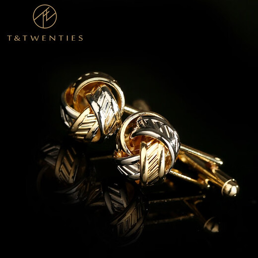 T&Twenties simple metal men's cuff buttons business French shirt cuff buttons men's formal shirt cuff buttons gift box gift box K73 gold/silver spiral