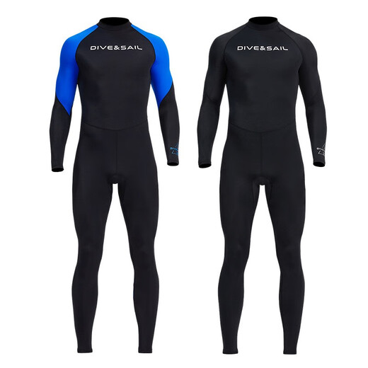 DIVE/SAIL swimsuit men's quick-drying one-piece sun protection long sleeve long trousers jellyfish suit snorkeling surf suit diving suit black XL (135-155Jin [Jin equals 0.5 kg])