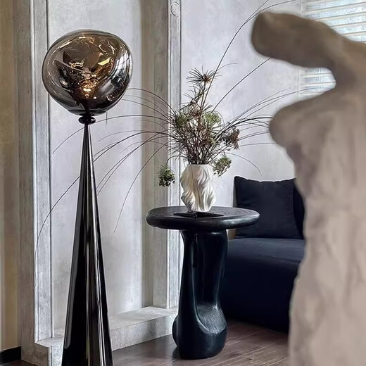 Zhongshuai high-end lava floor lamp post-modern light luxury living room bedroom study room decoration creative atmosphere Italian style H145 pearl black + smoke gray lampshade warm light