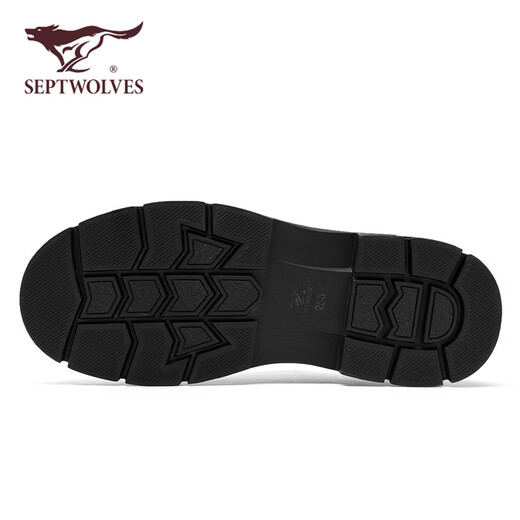 Septwolves men's shoes winter 2025 new business casual shoes men's thick-soled wear-resistant work shoes retro trendy casual leather shoes for men black 40