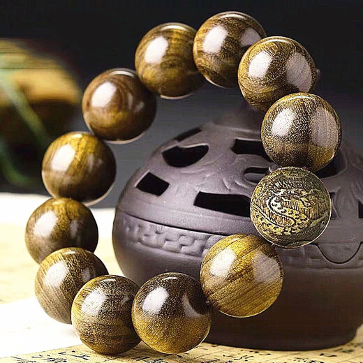 仙引金丝楠木手串把件文玩男士佛珠女手链阴沉乌木 小叶桢楠12mm