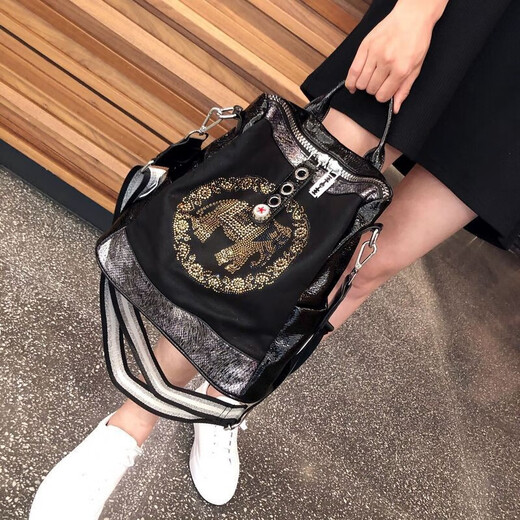 Mike Smith Damens Bag Rucksack Frühling und Sommer Neue Elefant Hot Diamond Fire Mode vielseitig große Kapazität Dreizwecke Rucksack Freizeitmodell-Trendy CK1694 Silber
