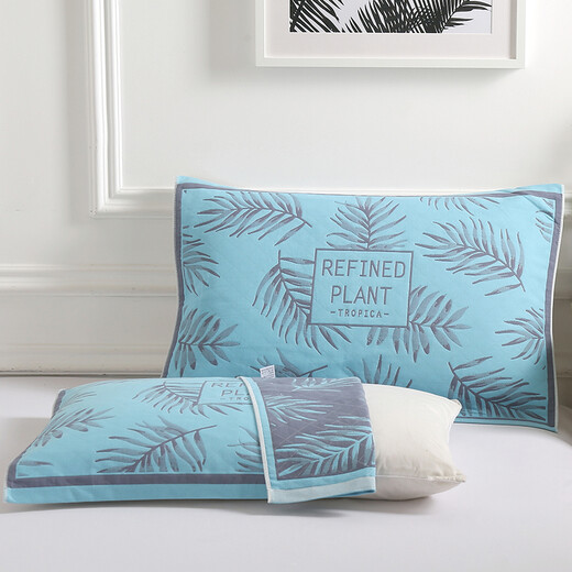 A pair of fine color cotton pillow towels for adults with six layers of gauze pillow towels, a pair of anti-mite full towels, and a pair of pine and cypress leaf blue pillow towels.