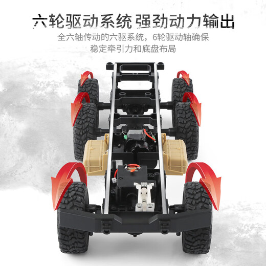 JJR/C儿童遥控六驱仿真RC越野军事卡车运输载土遥控车男孩送礼玩具 东风9号 重型卡车军绿色 六驱驱动+全比例油门+车灯