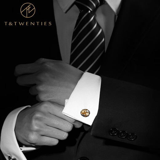 T&Twenties simple metal men's cuff buttons business French shirt cuff buttons men's formal shirt cuff buttons gift box gift box K73 gold/silver spiral