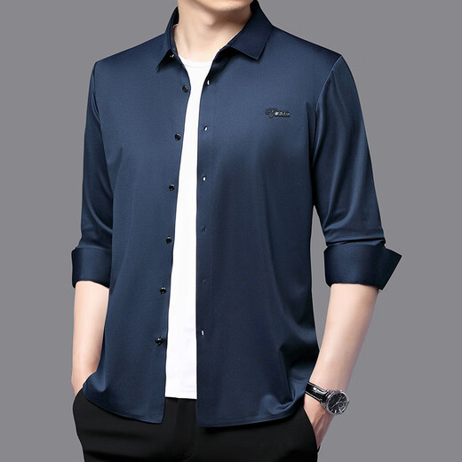 Hengyuanxiang de la nouvelle chemise de soie de mûrier pour le printemps et automne à manches longues et à manchette à longue manche à longue manche à longues manches,