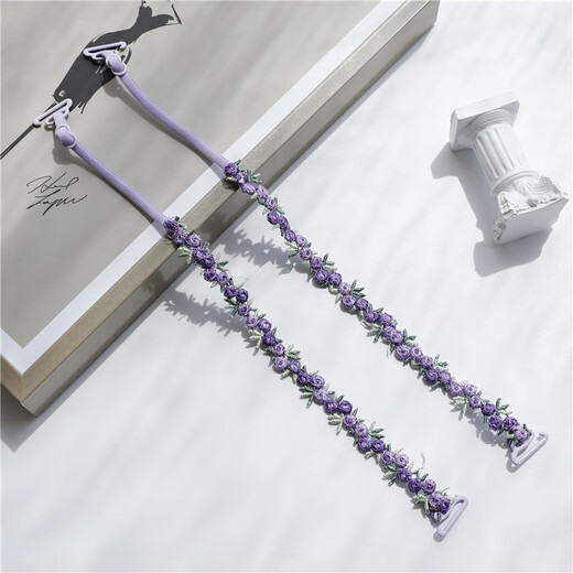 Super fairy underwear with lace shoulder strap accessories thin invisible seamless one-line collar bra straps dark purple small floral shoulder straps