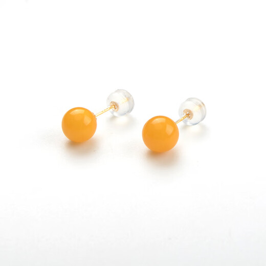 Her Generation Amber Beeswax 18K Gold Stud Earrings Fashionable Simple Jewelry for Your Girlfriend 6MM Style (863896)
