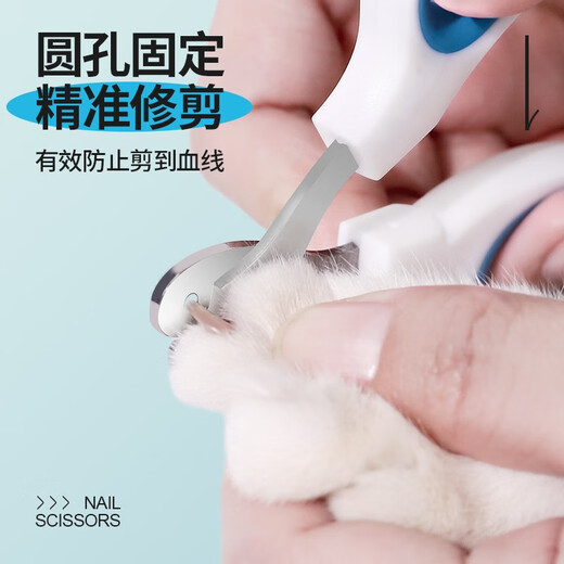 Qi Oh Pet Nail Clippers Cat Nail Clippers Special Cat Nail Clippers for Cutting Nails Round Hole Nail Clippers Novice Small Blind Scissors Blue and White Round Hole Nail Clipper + File