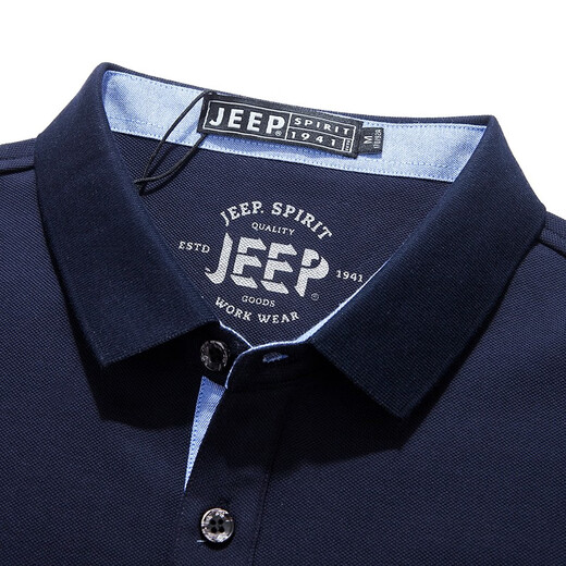 吉普（JEEP）休闲短袖t恤男商务简约纯色polo翻领体恤衫薄款棉质半袖1283 1283黑色 XL