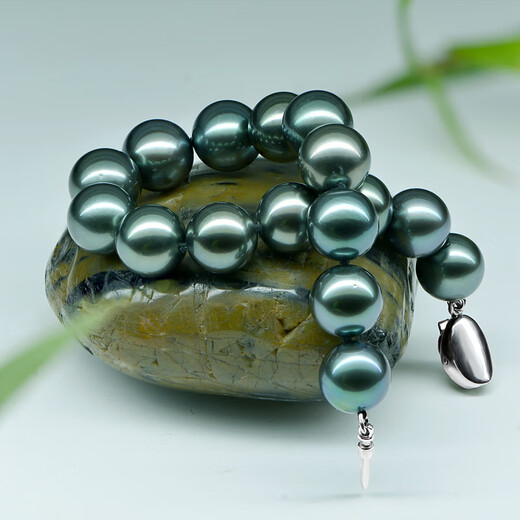 Fat Donglai same style Tahitian black pearl bracelet mother-of-pearl Nanyang seawater 925 silver men and women couple bracelet 12mm