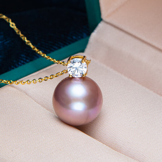 Nanxi Stunning Big Pearl Purple Freshwater Pearl Pendant Single Female Classic Nine Purple Lihuo Princess Style Pearl Necklace S925 Silver Holder 13-14mm Almost Flawless