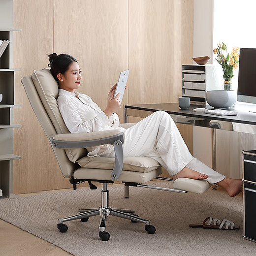 
Gu Quan (GUQUAN) Computer Chair Office Chair Ergonomic Conference Chair Home Study Comfort Chair Lifting C739 White Leather