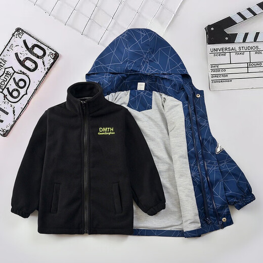 G.Duckkids Chaqueta para niños de tres en uno de los niños desmontables en otoño e invierno más el terciopelo engrosado 6 Traje de montañismo de niños Marina 6621 Modelo de tres en uno 160 tamaños 13 ~ 14 años [150-160 cm] cm