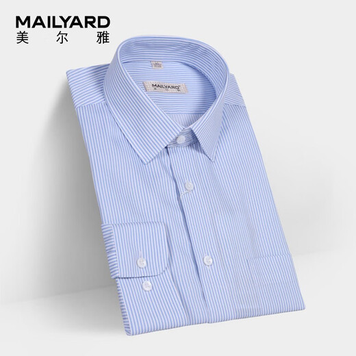 MAILYARD/MelYar long-sleeved shirt pure cotton business slim-fit men's blue and white striped non-iron shirt 722 blue and white stripes S/39S