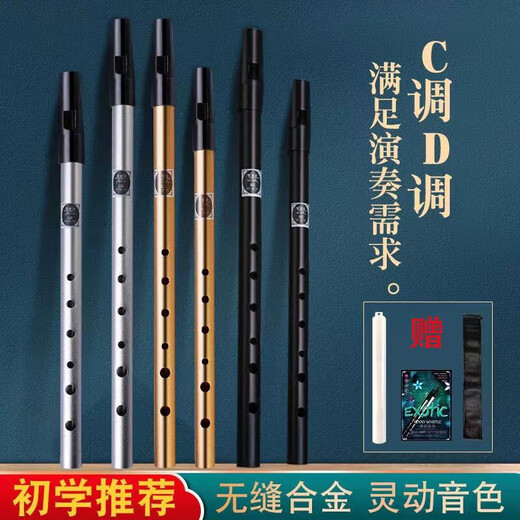 美度爱尔兰哨笛成人初学学生练习演奏学校6孔竖笛乐器 英式 六孔 C调 时尚黑-合金材质