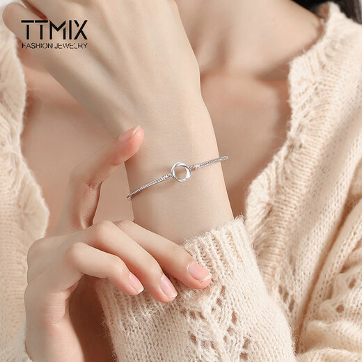 TTMIX fashion platinum bracelet women's pt950 platinum bracelet Möbius strip 5.30g + blue ribbon gift box