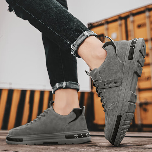 DIBOFEI men's shoes for spring and summer 2025 new breathable work labor protection board shoes thick sole non-slip waterproof wear-resistant work shoes for men gray 40 (250mm)
