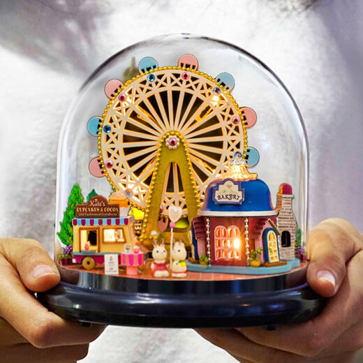 My house DIY handmade music box happiness bar Ferris wheel small house ornaments children's toys boy birthday gift women