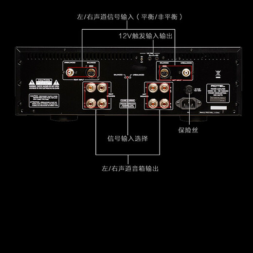 ROTEL路遥 RB-1582MKII 音响 后级功放 hifi高保真立体声后置功率放大器 200W/声道 平衡输入 黑色